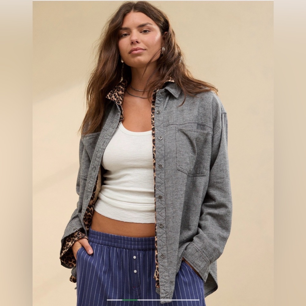 Aerie Anytime Fave
Twill Shirt Oversized XS Gray